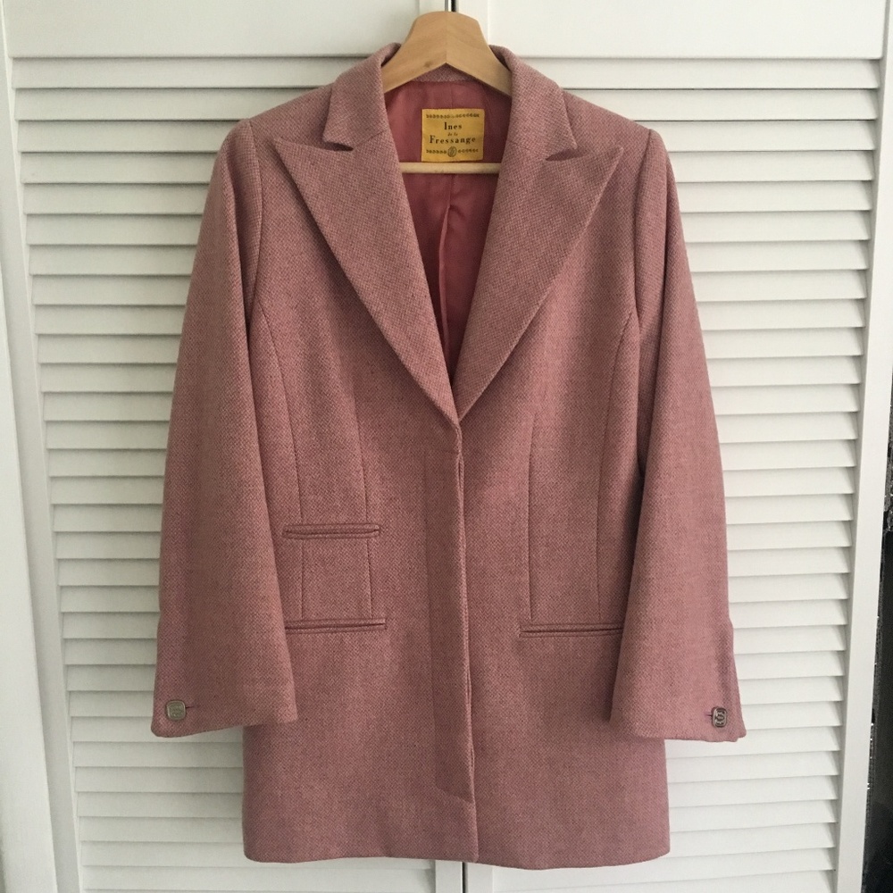 Ines de la Fressange pink wool coat